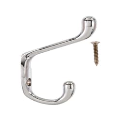 Ace 3 in. L Chrome Silver Metal Medium Heavy Duty Coat and Hat Hook 1 pk