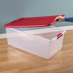 Sterilite 106 qt Clear/Red Latching Storage Box 13 in. H X 33.87 in. W X 18.75 in. D