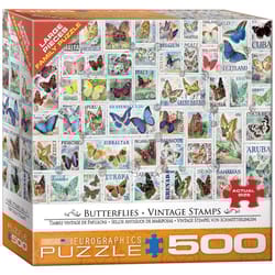 Eurographics Vintage Stamps Butterflies Vintage Stamps Jigsaw Puzzles Multicolored 500 pc