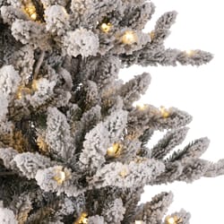 Glitzhome 9 ft. Full LED 650 ct Snow Flocked Fir Christmas Tree