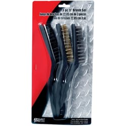 Performance Tool Project Pro 9 in. Assorted Bristle Brush Set 3 pk