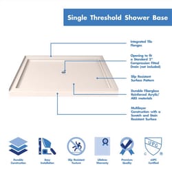 DreamLine SlimLine 2-3/4 in. H X 32 in. W X 48 in. L Biscuit Shower Base