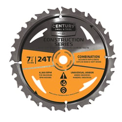 Century Drill & Tool 7-1/4 in. D X 5/8 in. Carbide Tipped Combination Saw Blade 24 teeth 10 pc