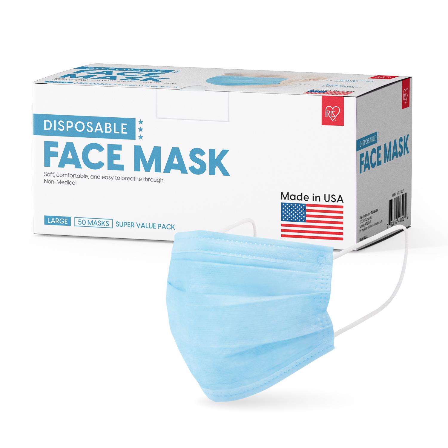 IRIS General Purpose Disposable Face Mask Blue 50 box Ace Hardware