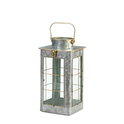 Zingz & Thingz 14.25 in. Metal Farmhouse Silver Lantern