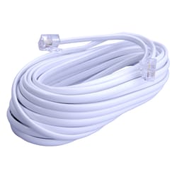 Telephone Extension Line Cord Cable Wire, Land Phone line, White, 25ft,  Standard RJ11 Plugs