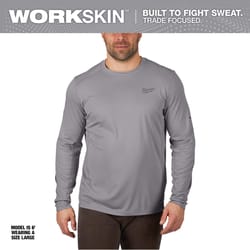 Milwaukee M Long Sleeve Unisex Crew Neck Gray Shirt