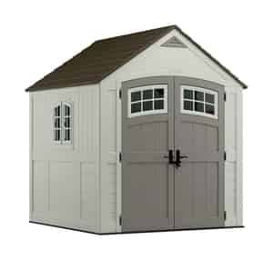 Suncast  Cascade  8 ft. 6-1/2 in. H x 7 ft. W x 7 ft. D Vanilla  Resin  Storage Shed 