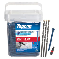 Tapcon 3/16 in. in. X 2-3/4 in. L Star Flat Head High/Low Concrete Screws