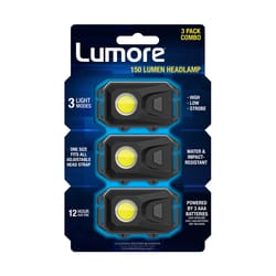 Lumore 150 lm Black LED COB Head Lamp AAA Battery