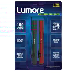 Lumore 100 lm Black/Red LED Pen Light AAA Battery