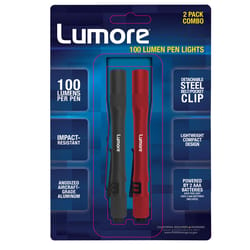 Lumore 100 lm Black/Red LED Pen Light AAA Battery