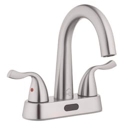 Homewerks Brushed Nickel Motion Sensing Modern Centerset Bathroom Sink Faucet 4 in.