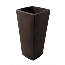 Algreen Products 25 in. H X 12.5 in. W X 12.5 in. D Plastic Crete Convex Planter Brownstone