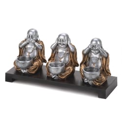 Gallery of Light 5.25 in. H X 12 in. L No Evil Buddha Poly Resin Candle Holder