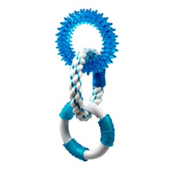 Multipet Canine Clean Blue/White Peppermint Rings Rope/Rubber Dog Toy 1 pk