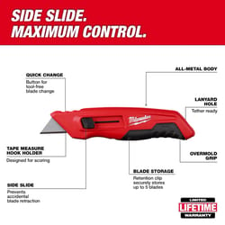 Milwaukee 6.25 in. Side Slide Utility Knife Red 1 pc