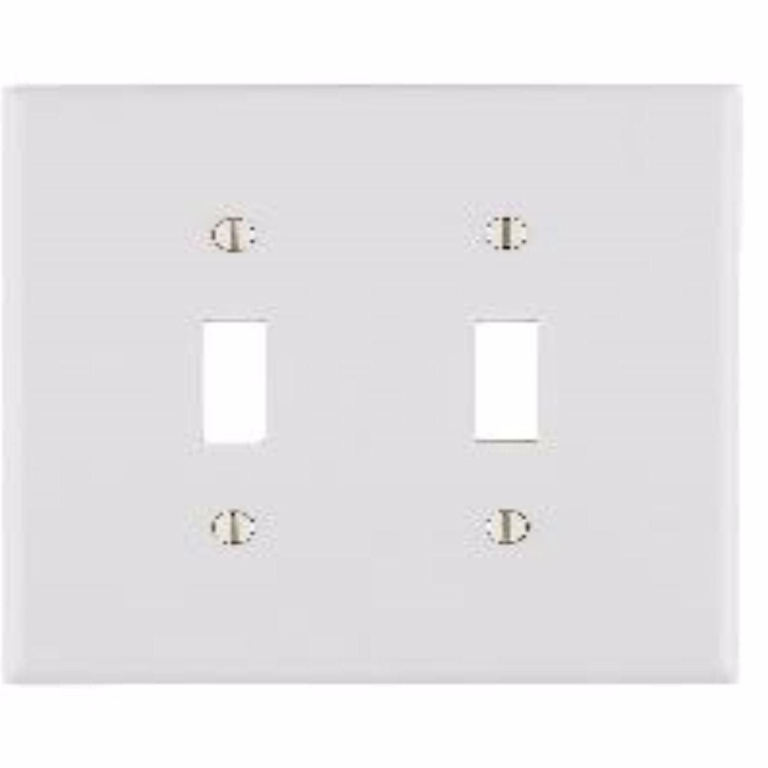 Leviton Antimicrobial Powder Coated White 2 gang Thermoset Plastic Toggle Wall Plate 1 pk