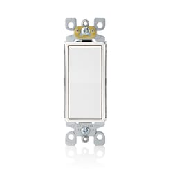 Leviton Decora 15 amps Single Pole Antimicrobial Treated Rocker AC Quiet Switch White 1 pk