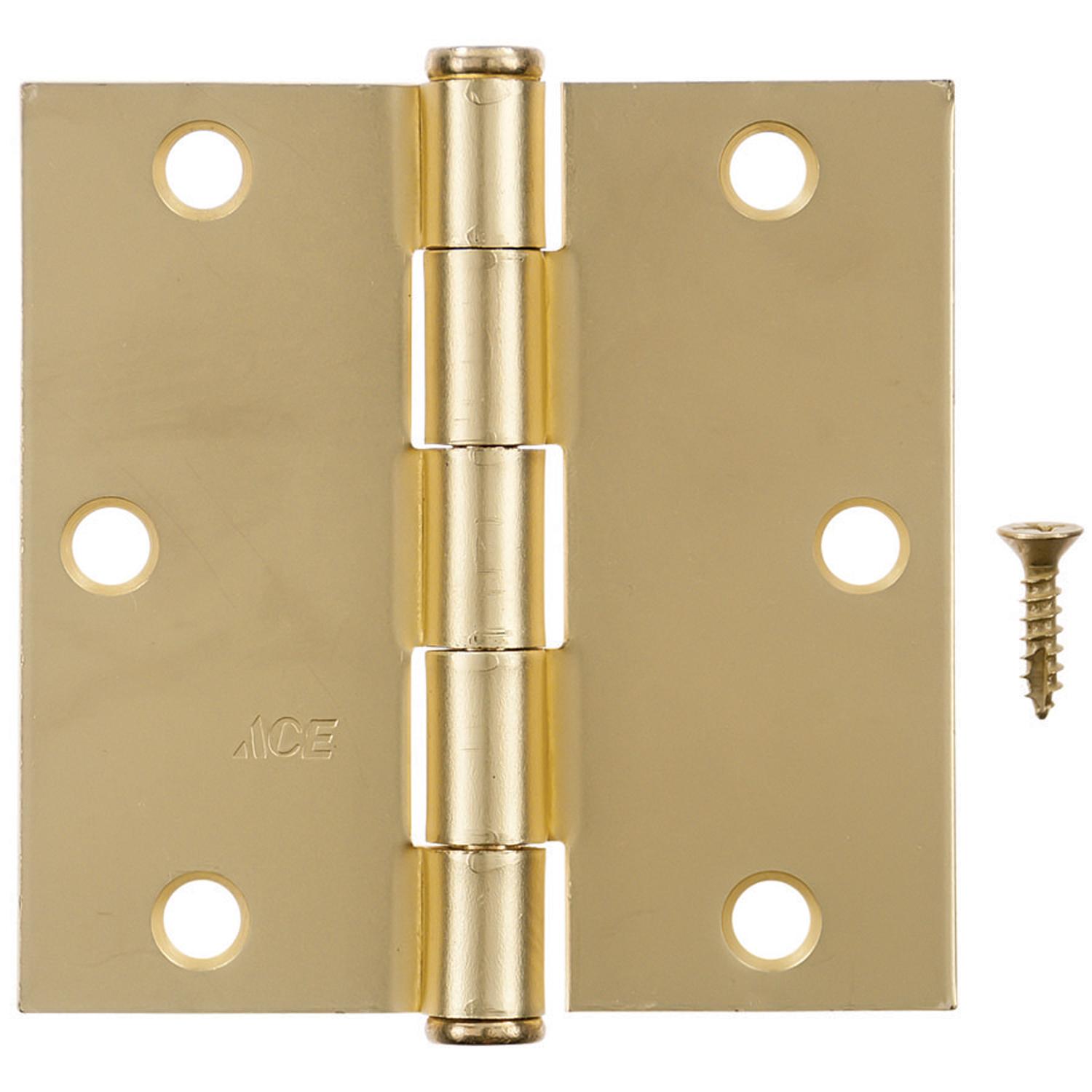 Ace 3-1/2 in. L Bright Brass Residential Door Hinge 3 pk - 01-3550-351 - Hardware Accessories  sku 01-3550-351