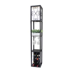 Simple Designs 62.75 in. Black Etagere Storage Floor Lamp