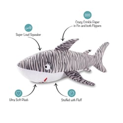 Pet Shop by Fringe Studio Gray/White Plush Tiger Shark Dog Toy Large 1 pk