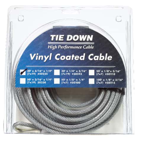 Tie Down Engineering Vinyl Coated Galvanized Steel 3/16 in. D X 30 ft. L Aircraft Cable Tie Down Engineering Vinyl Coated Galvanized Steel 3/16 in. D X 30 ft. L Aircraft Cable