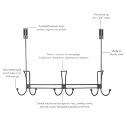 Spectrum 16 in. L Gray Steel Over the Door Hook 1 pk