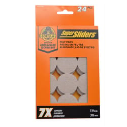 Super Sliders Gorilla Glue Beige 1-1/2 in. Adhesive Felt Sliders 24 pk