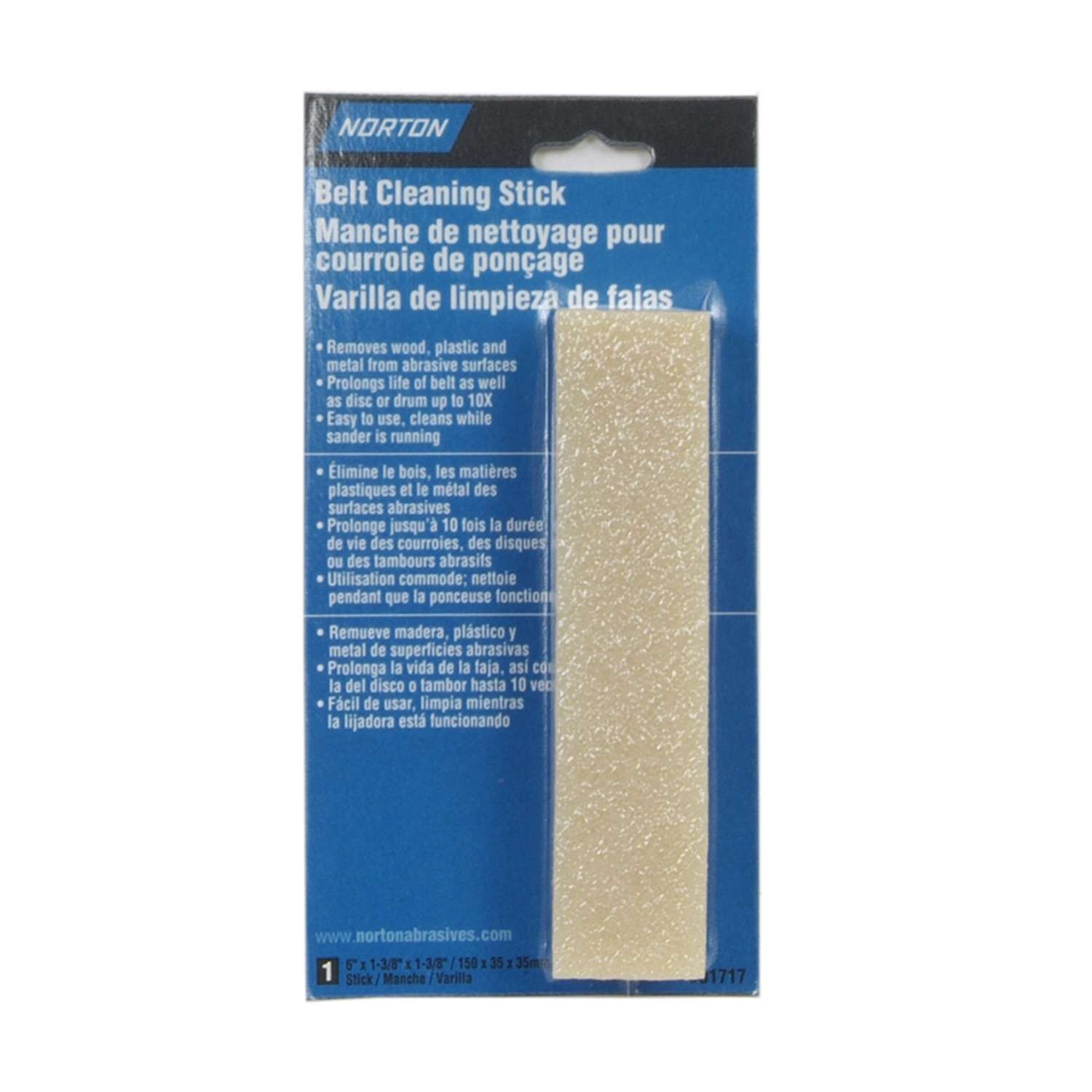 Norton 6 in. L X 1.3 in. W Natural Rubber Sanding Belt Cleaning Stick 1