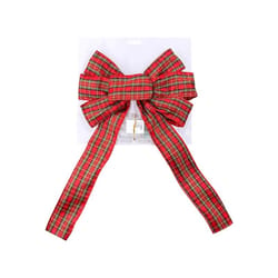 Lin-Con Marketing Omega Bright Designs 10 in. D X 1.5 ft. L LED Prelit Warm White Plaid Bow Garland