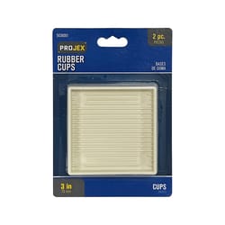 Projex Rubber Furniture Cups White Square 3 in. W X 3 in. L 2 pk