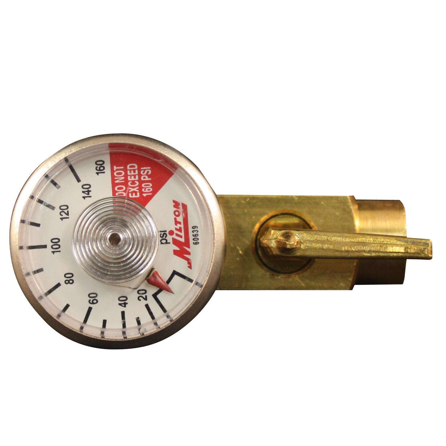Milton Brass Flow Control Valve with Gauge 1/4 in. NPT 150 psi 1 pc