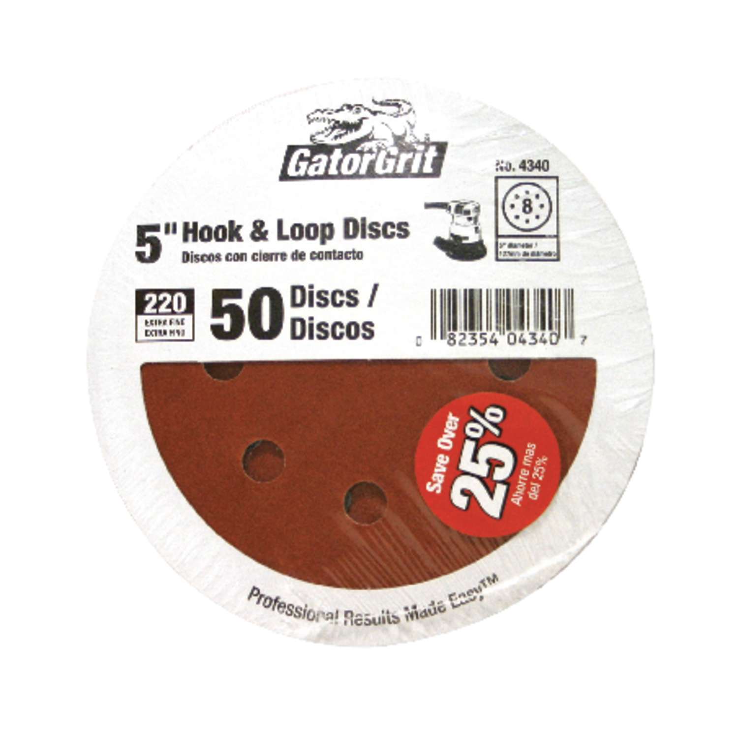 Gator 5 in. Aluminum Oxide Hook and Loop Sanding Disc 220 Grit Extra