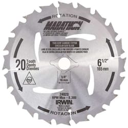 Irwin Marathon 6-1/2 in. D X 5/8 in. Carbide Tipped Circular Saw Blade 20 teeth 1 pc