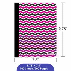 Bazic Products 9-3/4 in. W X 7-1/2 in. L College Ruled Stitched Assorted Chevron Composition Book