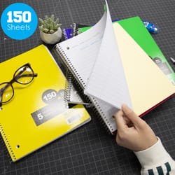 Bazic Products 10-1/2 in. W X 8 in. L Wide Ruled Side-Spiral Assorted Notebook
