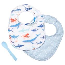 Stephen Joseph Shark Muslin Bib Sets Cotton/Silicone 1 pk