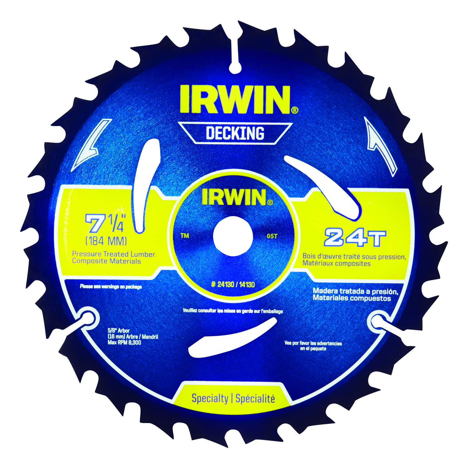 Irwin Marathon 7-1/4 in. D X 5/8 in. Carbide Circular Saw Blade 24 teeth 1 pk