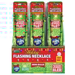 Magic Seasons Christmas Holiday Flashing Mini Bulb Necklace 1 pc