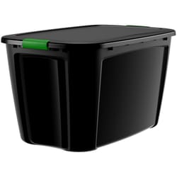 Smartware 40 gal Black/Green Utility Tote Lid Stackable