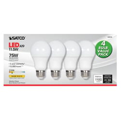 Satco Type-A A19 E26 (Medium) LED Bulb Natural Light 75 W 4 pk