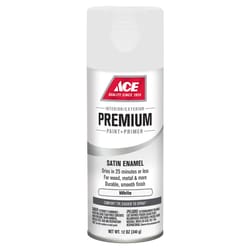 Ace  Premium  Satin  White  Spray Paint  12 oz. 