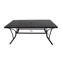 Living Accents Pacifica Black Rectangular Aluminum Slat Top Dining Table