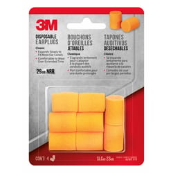 3M 29 dB Foam Earplugs Orange 4 pair