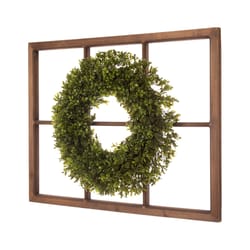 Glitzhome 22 in. H X 7 in. W X 28 in. L Brown/Green Plastic Wreath