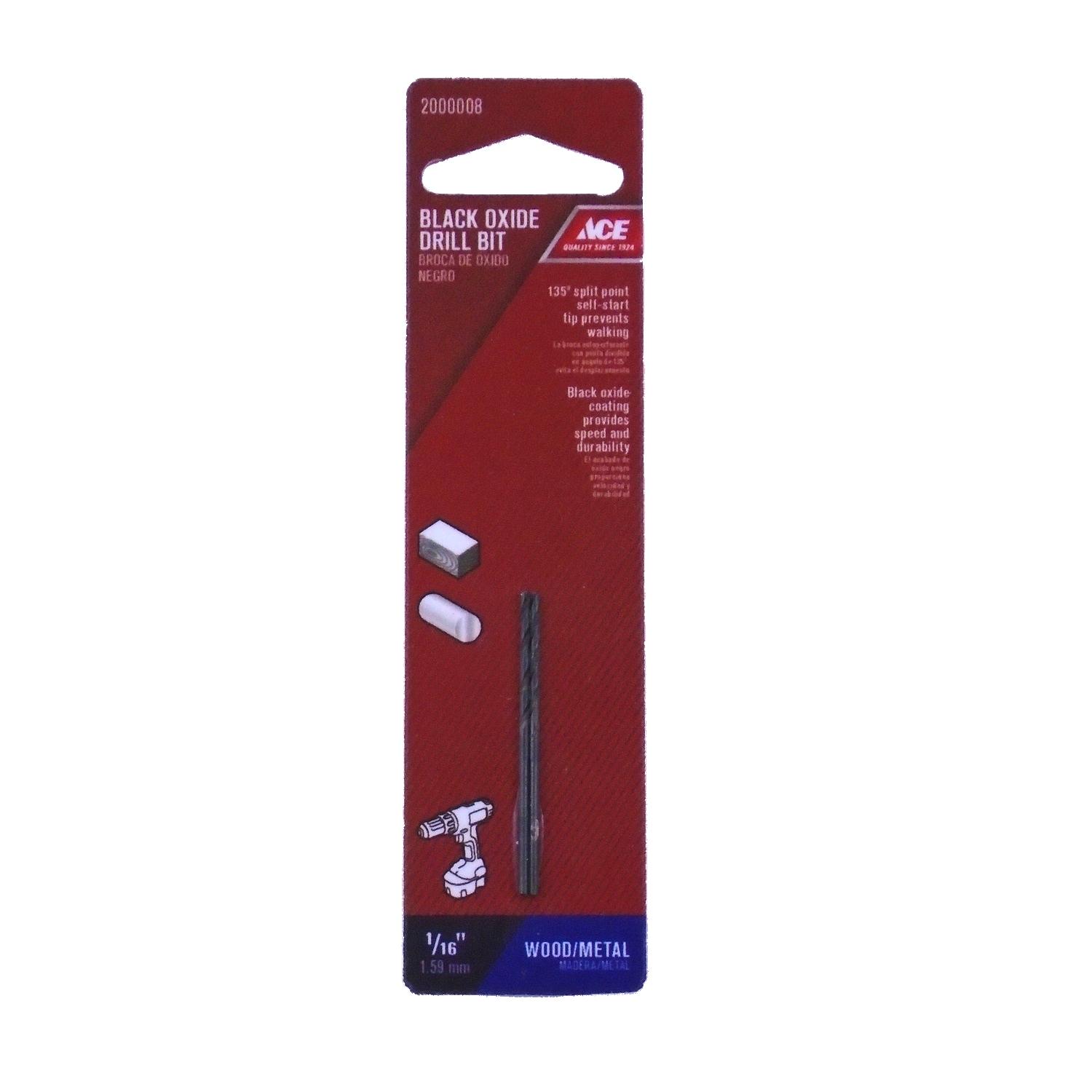 Ace 1/16 in. Black Oxide Split Point Drill Bit 2 pc