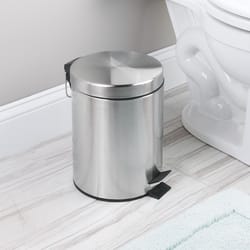 iDesign 5 L Silver Stainless Steel Step-on Wastebasket