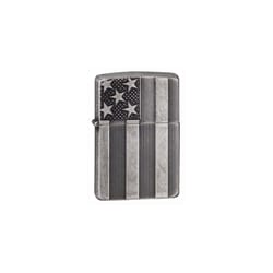 Zippo Silver American Flag Armor Antique Lighter 1 pk