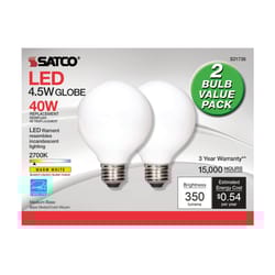 Satco . G25 E26 (Medium) LED Bulb Warm White 40 Watt Equivalence 2 pk